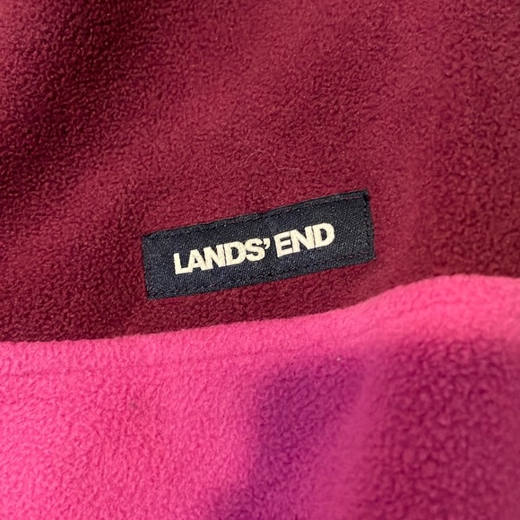 Land's End Women’s Snap Neck Pullover Heritage Fleece Pink and Purple - Picture 3 of 6